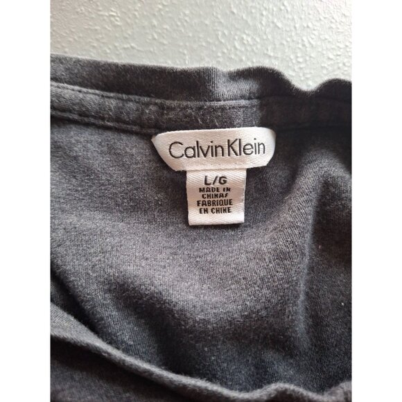 Calvin Klein Mens V Neck T Shirt L Dark Gray Plain Grunge Streetwear Goth - Picture 3 of 7